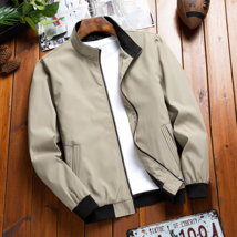 Jacket Color Solid Casual Men&#39;s Coat Outwear Slim Button Zip Up Fall - £17.94 GBP