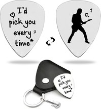Lruiomve Funny Stainless Steel Guitar Picks With Cowhide Leather Case - ... - £19.76 GBP
