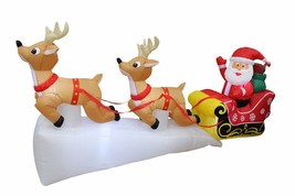 8 Foot Christmas Inflatable Santa Reindeer Sleigh Sled Blowup Yard Decoration - £75.65 GBP