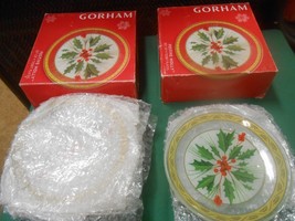 2 NIB-Great GORHAM Set of 8 total....Festive Holly Tidbit Plates 6&quot; - £22.12 GBP