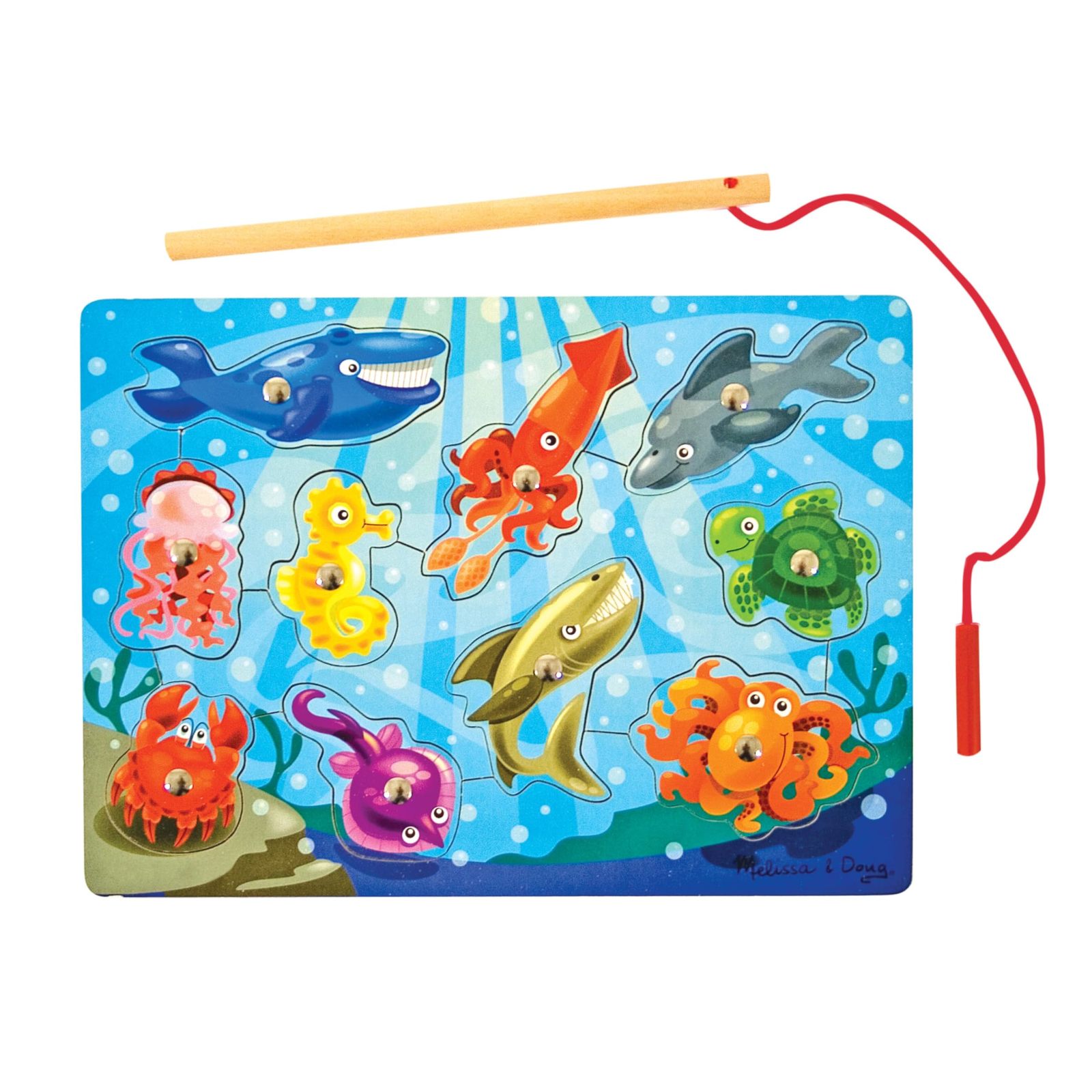 Melissa & Doug Magnetic Wooden Fishing Game and Puzzle With Wooden ...