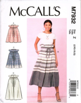 McCalls M7932 Misses L to XL Paper bag Drawstring Skirts Sewing Pattern - £11.70 GBP