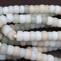 Vintage OLD AFRICAN White GLASS ANTIQUE BEADS 11-11.5MM 100+ beads Strand - £49.58 GBP