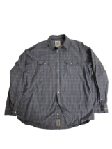 Wrangler Western Men&#39;s Shirt XL Grey/White Plaid Button Down Long Sleeve Cowboy - £10.08 GBP