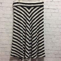 Zac &amp; Rachel Womens A Line Skirt Black White Chevron Knee Length Stretch S - $15.35