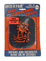 Vintage Deco-R-Pair Iron-On Embroidered Blue Jean Repair Patch Tiger - $11.39