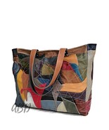 Patchwork Leather Tote Bag: Colorful Handmade Shoulder Bag - $4,232.77 MXN