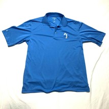 Antigua Golf Polo Shirt Mens M Blue Short Sleeve Swinging Heroes Logo Breathable - £10.22 GBP