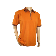 Men Sports Shirt DE-NIKO Short Sleeves Cotton Zipper Polo Shirt DBK104 Rust image 9