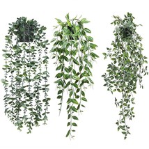 Artificial Hanging Plants 3 Pack For Wall Home Room Office Indoor Decor - £31.96 GBP