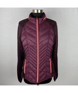 Xersion Jacket Womens Quilted Puffer Knit Very Dark Pink Zip Front Pocke... - $35.99