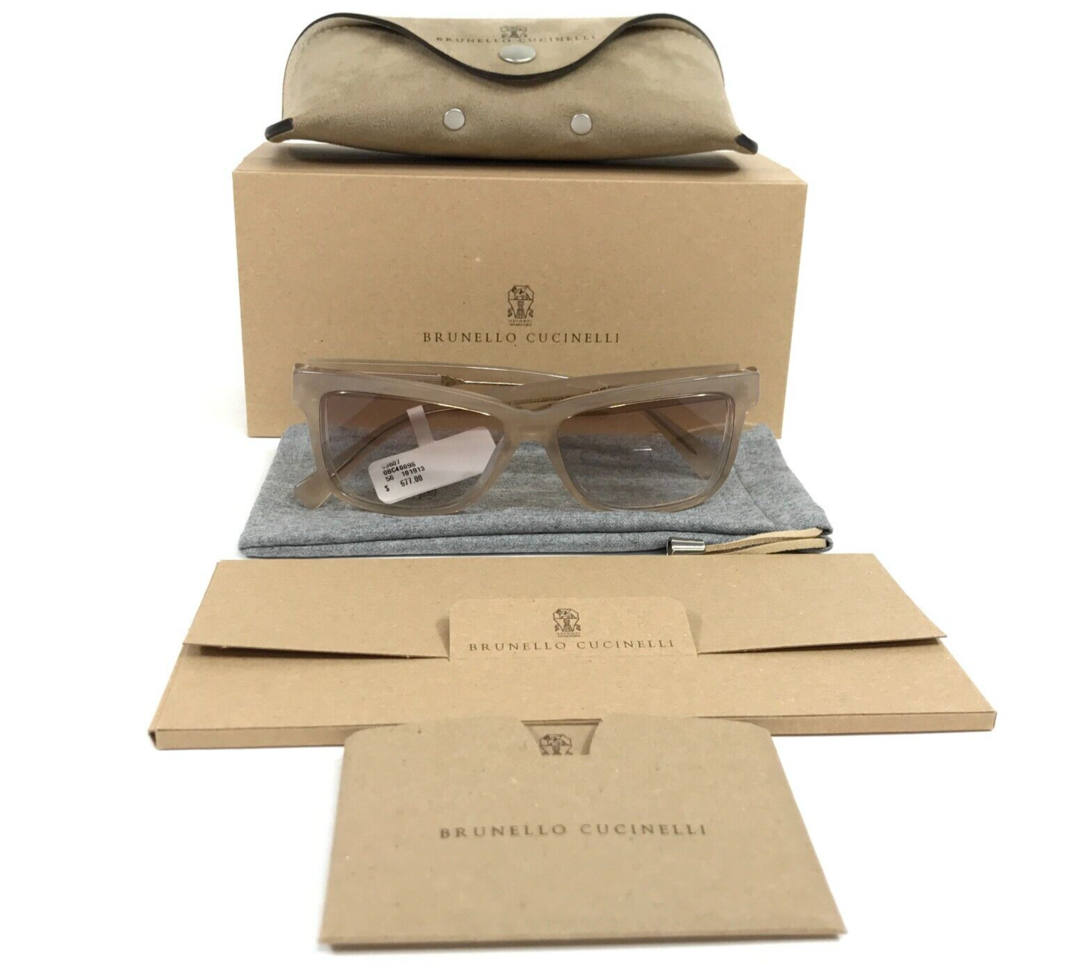 Brunello Cucinelli Sonnenbrille BC4009S 101913 Kaschmir Beige Rahmen Pea... - £350.03 GBP