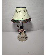 SNOWMAN TEALIGHT LAMP With SHADE~Adorable~9&amp;1/2 Inches Height~Resin &amp; Metal - £7.80 GBP