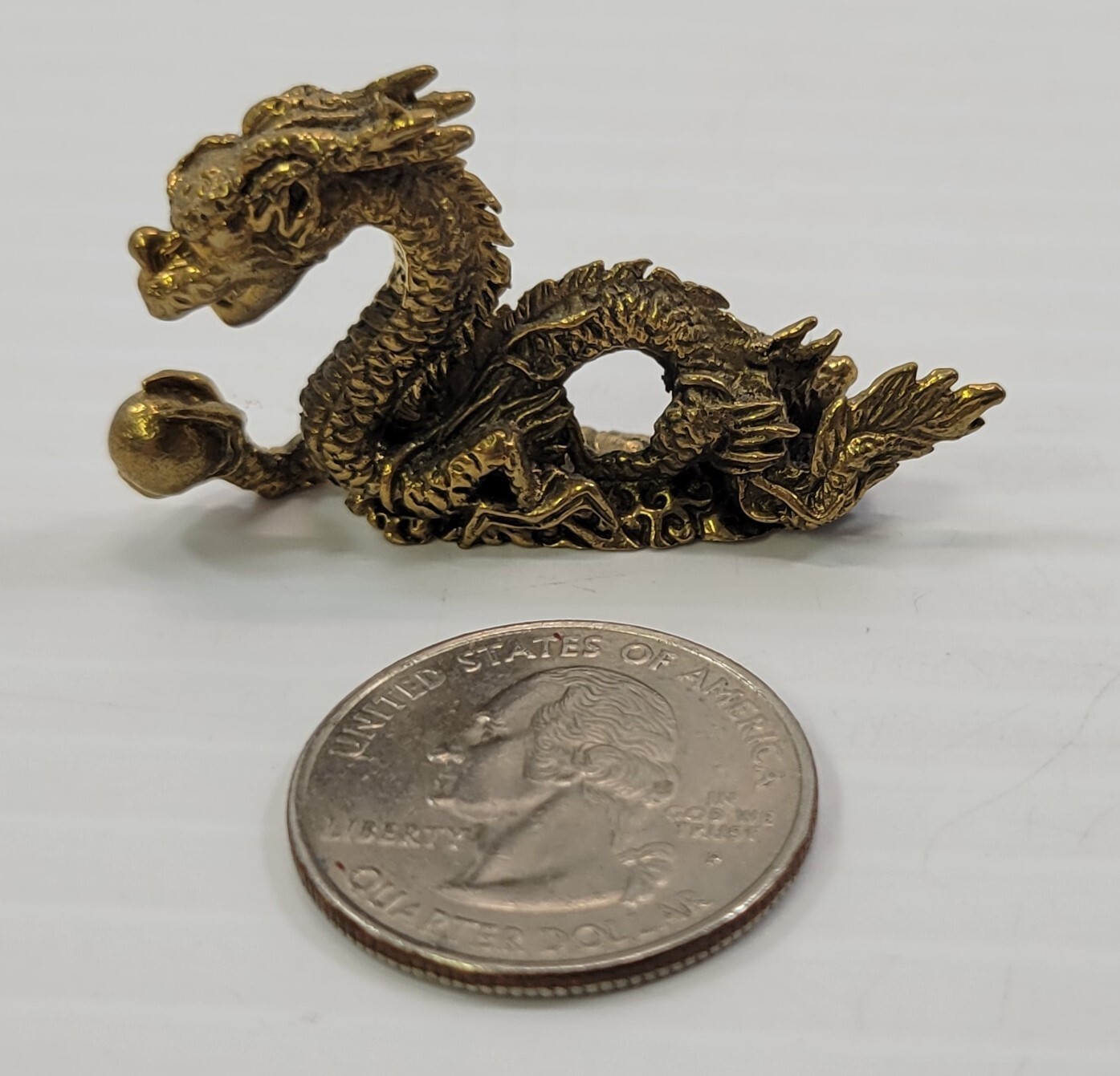 *B5) Prosperity Pearl Chinese Mythical Dragon Amulet Talisman Figurine - $14.84