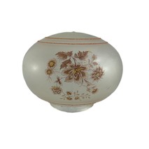 Vintage MCM Frosted Glass Ceiling Globe Brown Floral Replacement 3 1/8&quot; Fitter - £27.51 GBP