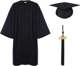 Unisex Adult Matte Graduation Cap and Gown Tassel Set Size: 45&#39;&#39;Ff(5&#39;0&#39;&#39;-5&#39;2&#39;&#39;) - £28.81 GBP