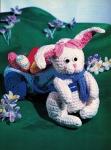 Crochet Easter Bunny Wagon Tissue Box Cover Afghan Bunnies Duckling Pattern - £5.49 GBP