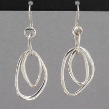 Retired Silpada Sterling Silver Intertwined Freeform Loop Dangle Earrings W1487 - £23.58 GBP