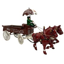 Cast Iron Horse Drawn Fresh Fruits and Vegetables Delivery Cart Wagon Umbrella - £69.71 GBP
