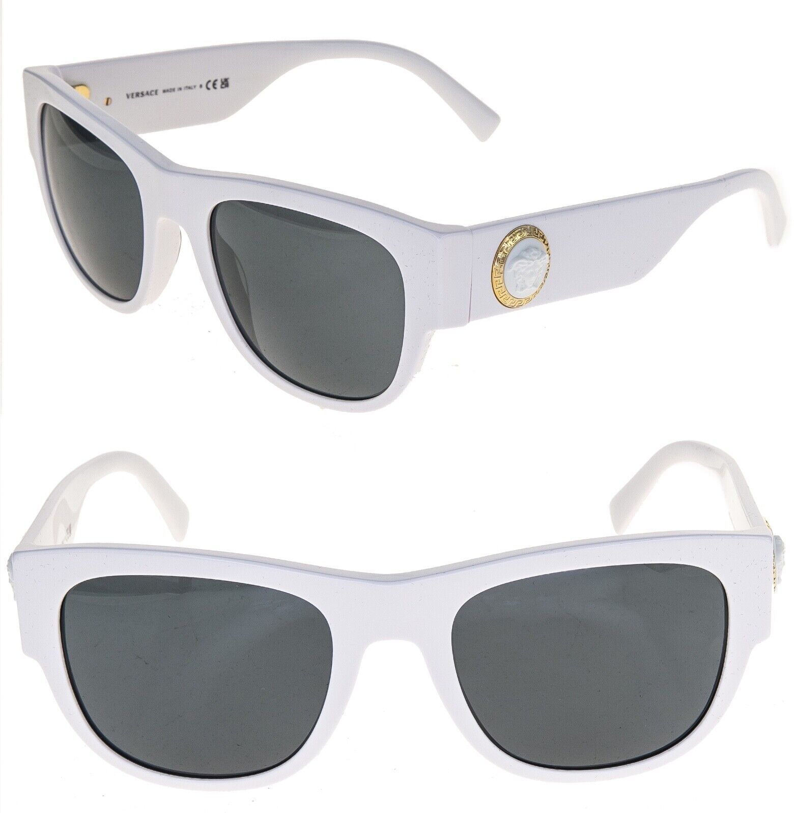 VERSACE THE CLANS MEDUSA ARES STUD White Emblem 4359 VE4359 Unisex Sunglasses
