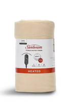Sunbeam Fleece Electric Heated Throw Blanket, Linen, 50&quot; x 60&quot; - £31.19 GBP