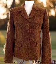 Vintage Jones New York 80% Wool Blend, Paisley Patterned Blazer. Size 6 - £28.36 GBP