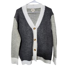 Bibi  Preppy Sweater Small Colorblock Gray And White Cardigan Sweater - $34.99