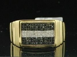 0.40Ct Schwarz &amp; Weiß Quadratisch Band Lab-Created Ring Rosa 10K Gelbgold Finish - £108.24 GBP
