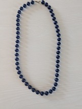 Vintage Jewelry Necklace Navy Blue Plastic Bead Necklace - $5.99
