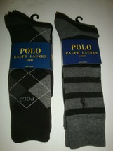 New Polo Ralph Lauren Men&#39;s 6-Pair Dress Socks Argyle/Solids/Stripes Bla... - $32.66