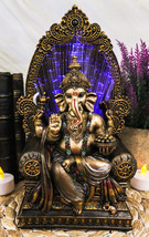 Vastu Hindu God Of Success Ganesha On Throne Figurine With Fiber Optics Light - £48.70 GBP