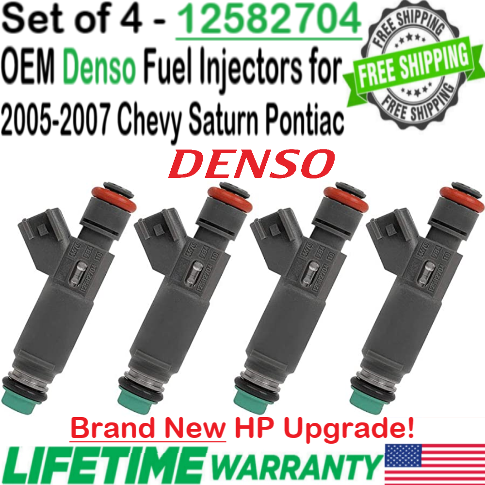 NEW OEM Denso x4 HP Upgrade Fuel Injectors for 2006, 2007 Chevy Cobalt 2.4L I4 - £222.02 GBP