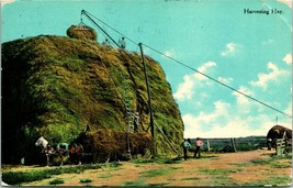 Vtg Postcard 1912 - Barkalow Brothers - Harvesting Hay - Farming Giant Bale - $8.86