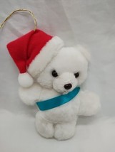 Vintage 1982 Dakin White Bear Christmas Plush Ornament 4&quot; - £18.60 GBP