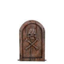 Gravestone With Skull Tombstone Statue - $700.83