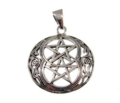 Handcrafted 925 Sterling Silver DUAL STAR Pentacle/Pentagram Pendant Wicca - £20.59 GBP