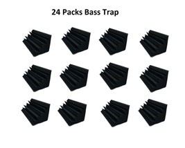 24 Pcs Acoustic Foam Bass Trap Soundproof Corner Wall Studio Home 10X5X5 Black - £64.73 GBP