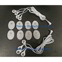 2 Electrode Lead Wire 4-WAY CABLES(2.5mm Plug) +8 Pads For Digital Massager Tens - £16.75 GBP