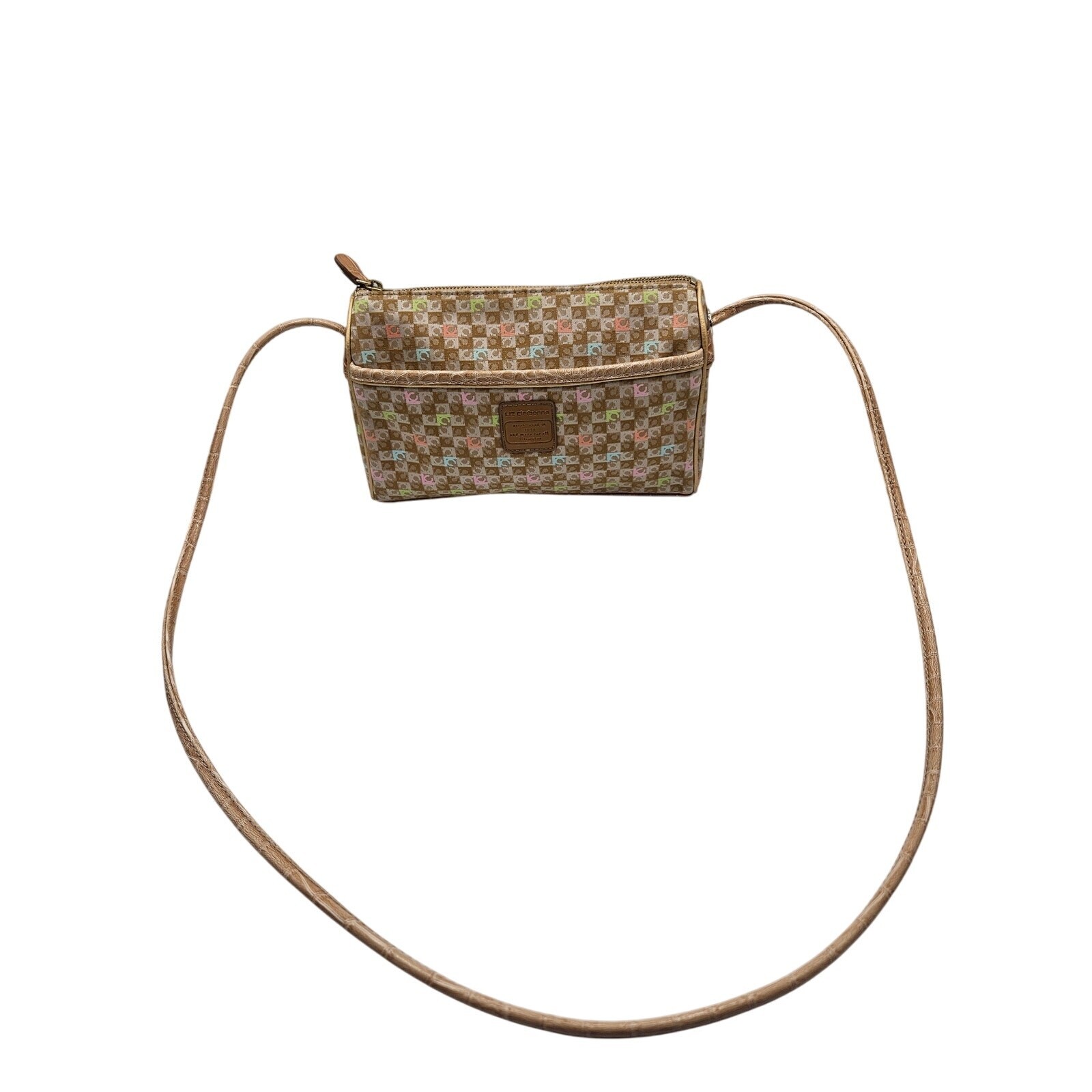Liz Claiborne Y2K Pastels Tan Crossbody Bag Purse Zipper Closure Pocket Front Item image 2