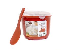 Microwave Rice Steamer Cooker BPA Free 2.6L Red - $14.84