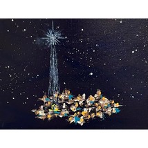 Christmas Star of Bethlehem 6 Holiday Theme Painting, 6 x 8, Original Hand Paint - £43.51 GBP