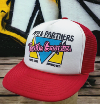 Vtg Pete &amp; Partners Textile Graphics Paris, TN Red Mesh Strapback Trucke... - £14.35 GBP