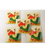 5 VINTAGE COCA COLA CORK COASTERS CHRISTMAS SANTA CLAUS KICKING OFF HIS ... - $4.74 CAD