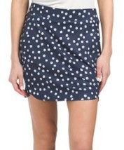 Nwt Belyn Key Navy Blue &amp; White Floral Toss Knit Panel Golf Skort S M L Xl - £39.95 GBP