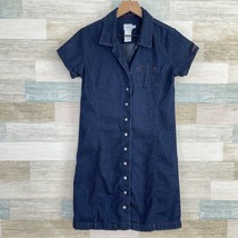 Calvin Klein Jeans VTG 90s Denim Shirtdress Blue Dark Indigo Womens Juniors 7 - £21.29 GBP