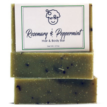 Rosemary &amp; Peppermint Hair &amp; Body Bar - Vegan FREE Organic - £9.61 GBP