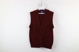 Vintage 90s Streetwear Mens Medium Blank Chunky Cable Knit Sweater Vest Red - $59.35