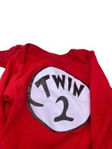 Twin 1 &amp; Twin 2 Outfit Twins 12M Baby Matching Coordinating Bodysuits Red L/S - £37.22 GBP