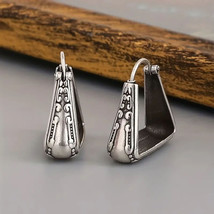 Womens Triangle Shaped Hoop Earrings Silver - £7.42 GBP