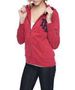 New Womens Designer True Religion Patch Hoodie Jacket Baseball Stitch Red XS NWT - £114.81 GBP
